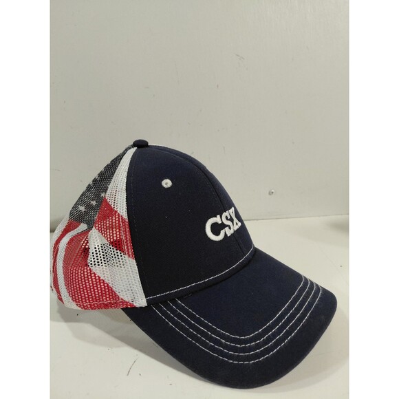 Cap America CSX Railroad Train Red, White, & Blue Mesh Back Adjustable Hat/Cap - Picture 6 of 8